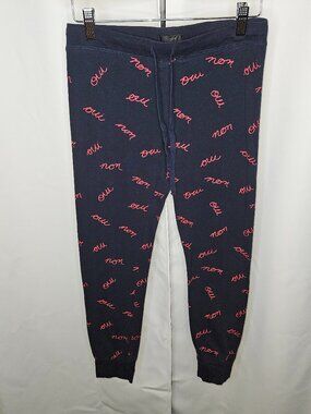 J. Crew Dreamy Cotton-Blend "Oui Non" Legging Lounge Pants Joggers Navy/Pink XS
